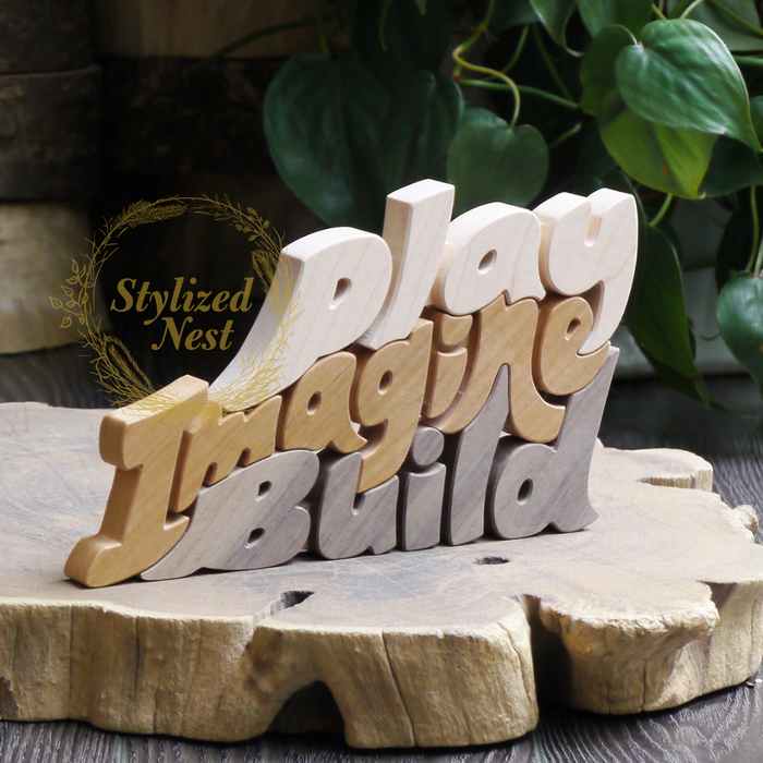 3 Piece Wooden Play Build Imagine Puzzle Set